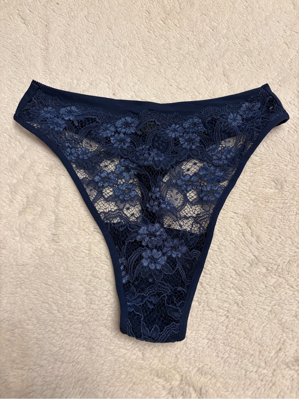 La Perla sz 2 high waisted sexy blue lace thong  panties lingerie